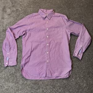 J.Crew 2-Ply Cotton Shirt Medium‎ M Red White Stripe Long Sleeve Button-Up Comfy